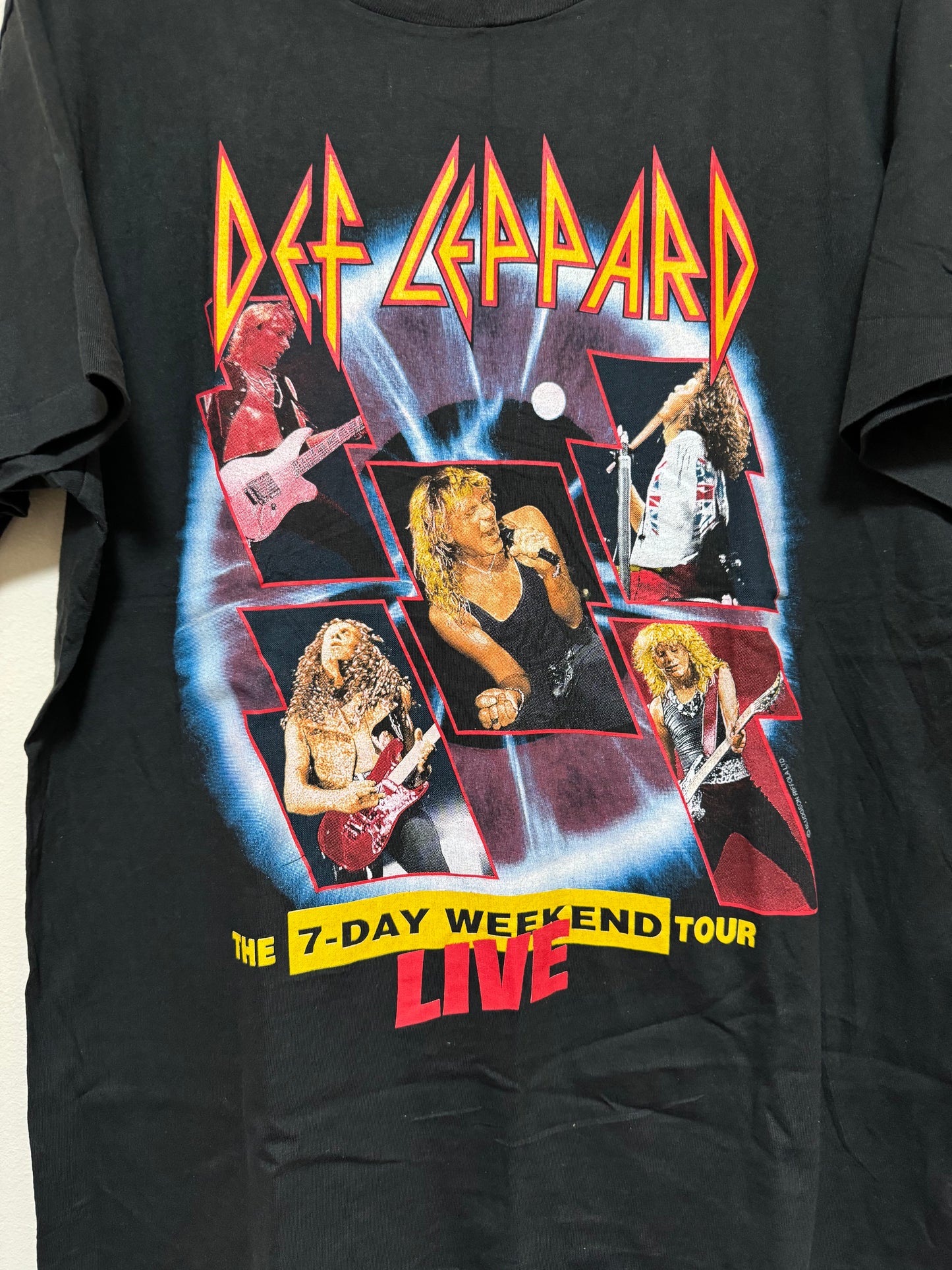 Vintage 90s Def Leppard 7 Day Weekend Original Tour T Shirt Giant XL