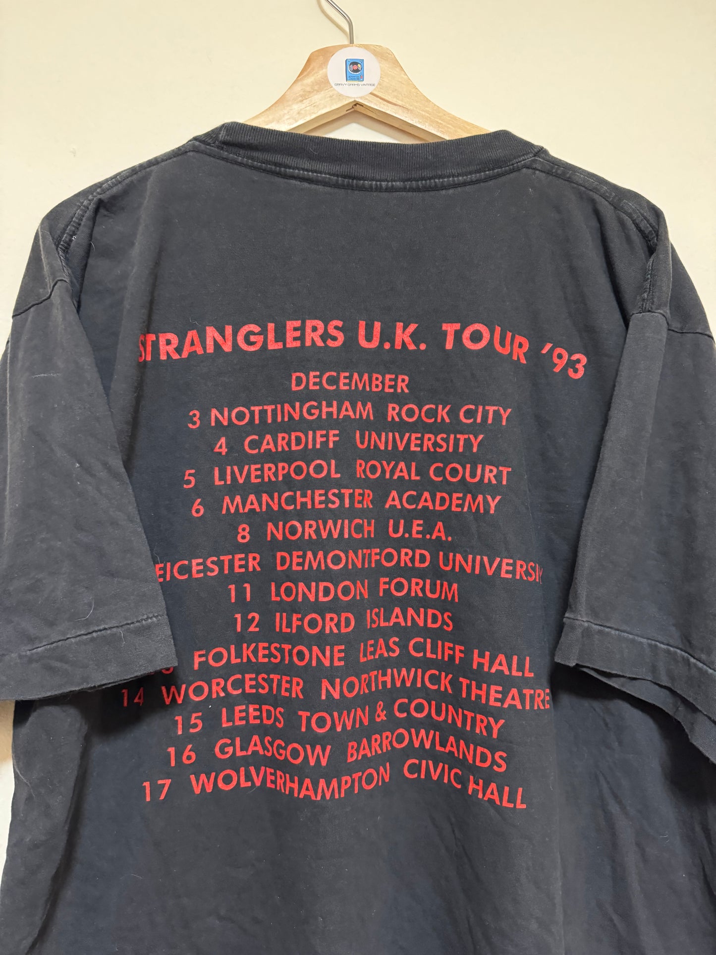 Vintage 1993 The Stranglers V UK Tour Original T Shirt XL