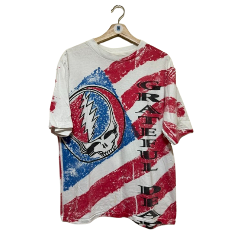 Vintage 90s Grateful Dead All Over Print Original Tour T-Shirt Tee, Single Stitch, LARGE