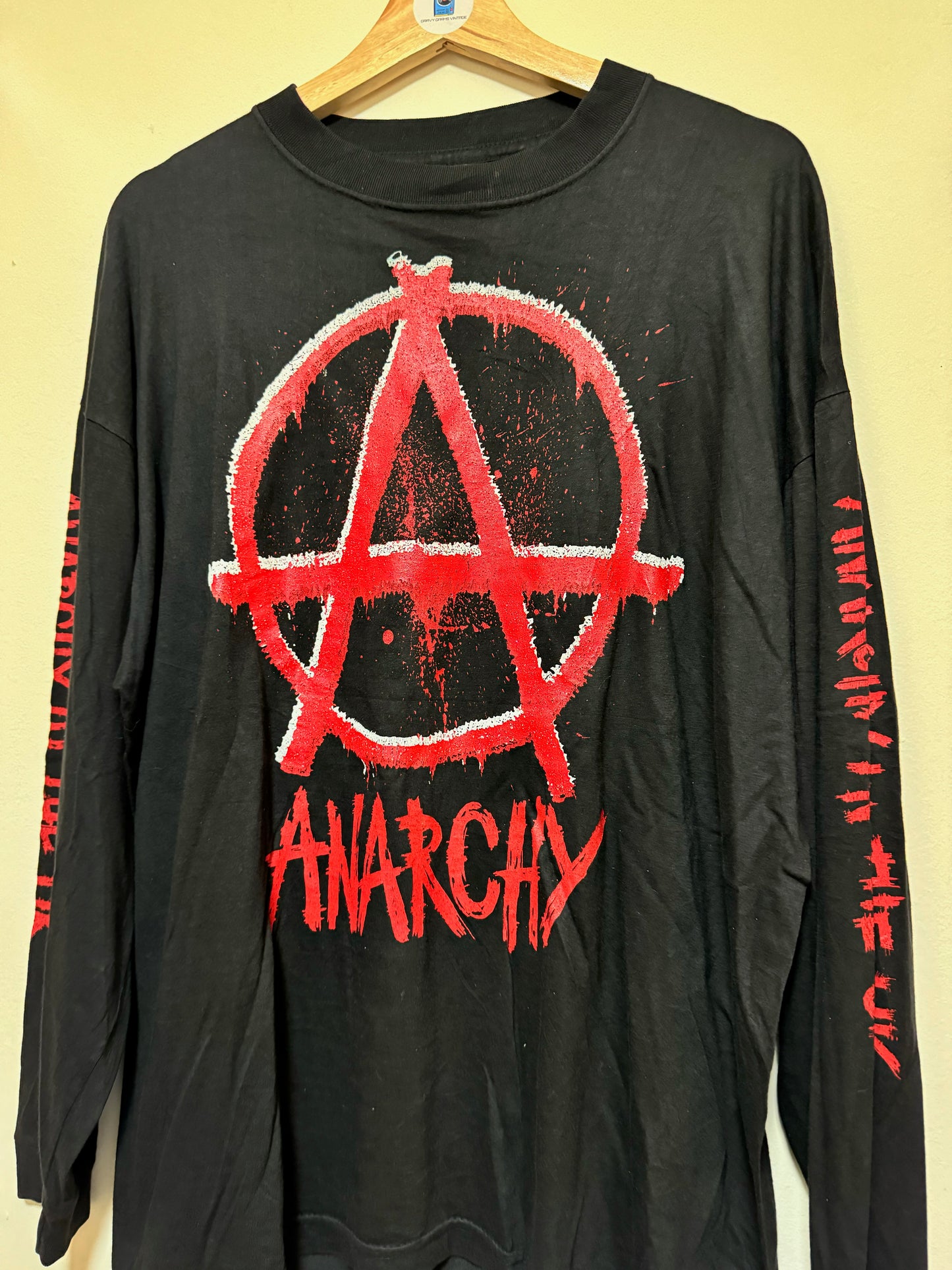 Vintage 90s Anarchy Punk Long Sleeve Original T-shirt