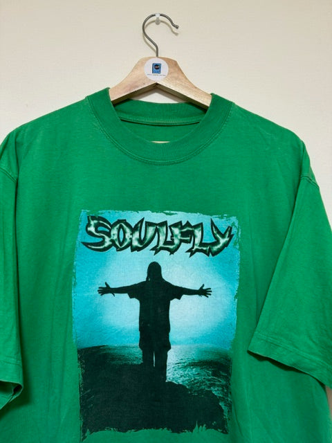 Vintage 90s Soulfly Europe Promo Green Original T Shirt XL