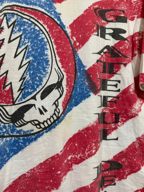 Vintage 90s Grateful Dead All Over Print Original Tour T-Shirt Tee, Single Stitch, LARGE